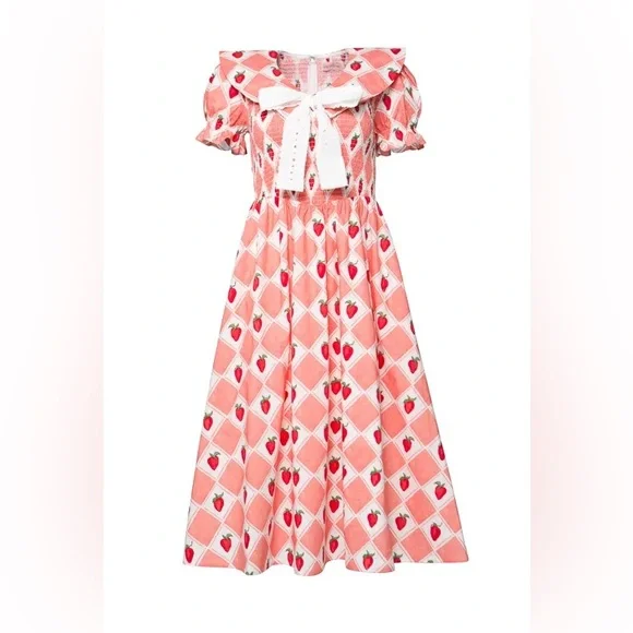 NWT Ivy city co Alice strawberry Charming Pink Patterned Dress with Bow 4x - Picture 2 of 2